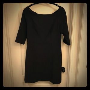 Ann Taylor black boatneck flare dress